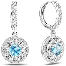 Silver Earrings for Women Trendy - Sterling Silver Hypoallergenic Blue Cubic Zirconia Earrings Drop Dangle Earrings for Sensitive Ears Fashion Dangling Earrings Gifts for Birthday Christmas