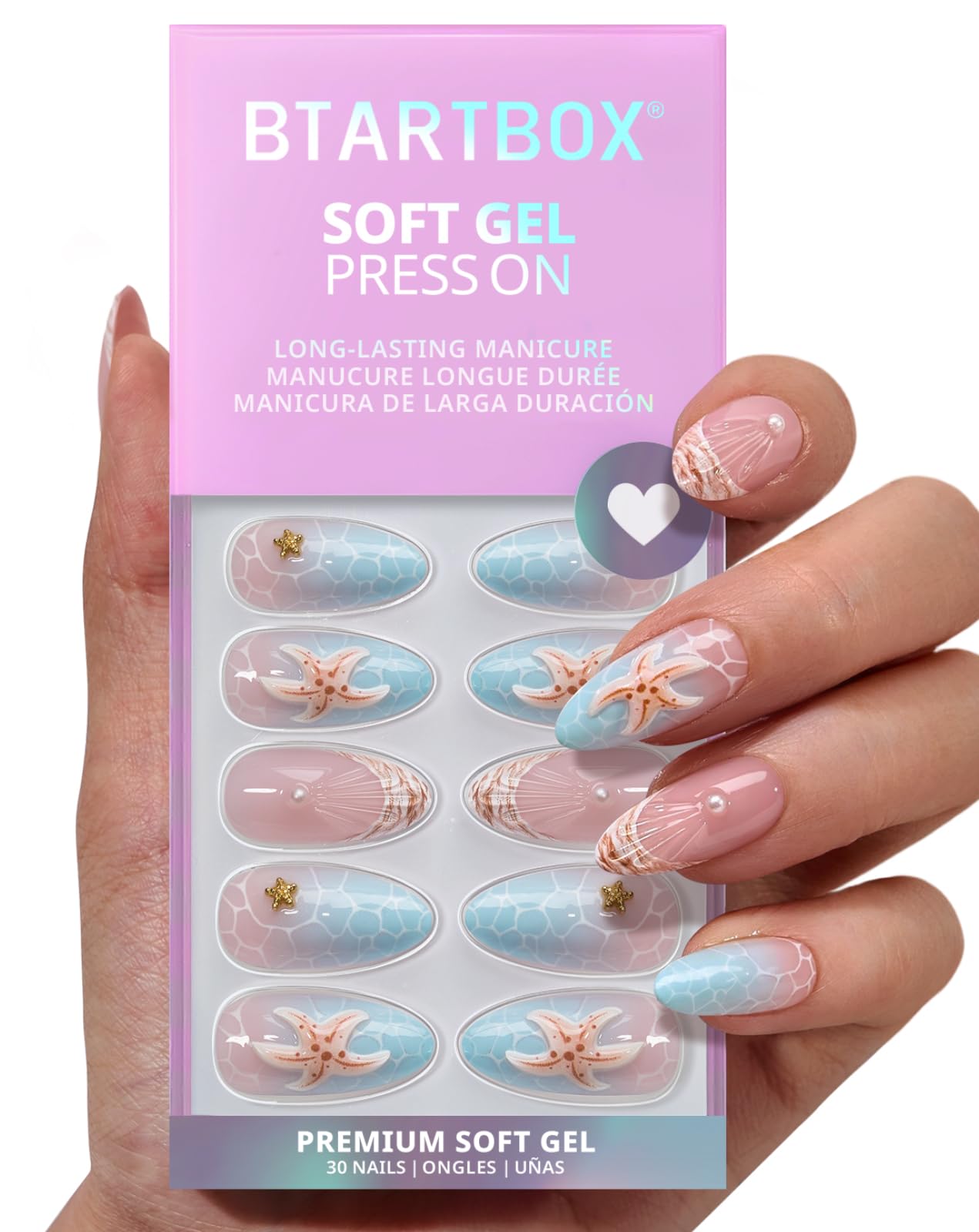 BTArtbox Press-On Nails, Salon-Quality Soft Gel Natural Manicure Kit
