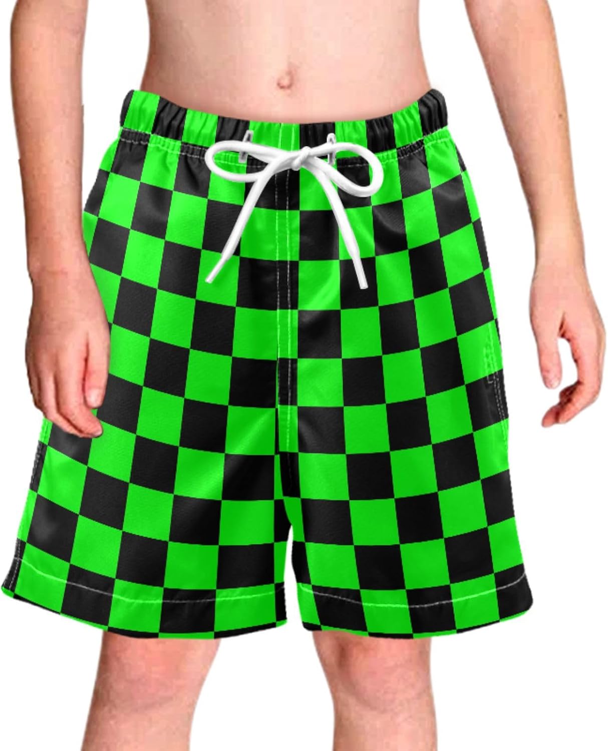 Orange White Squares Plaid Boys Swim Trunks Checkered Lattice Toddler Beach Board Shorts Baby Summer Bathing Suit 2T