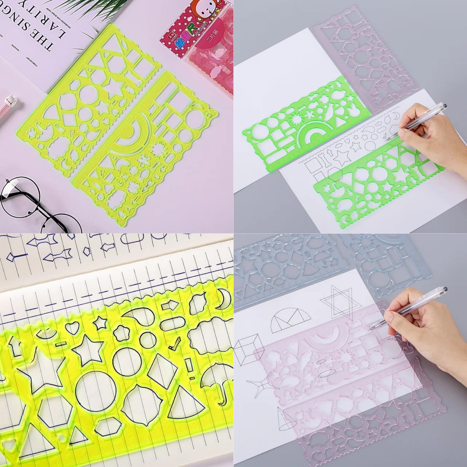 IncyWincy Kids Design Ruler 2-in-1 Set (12 Sets) – Transparent Multicolor Scales with Geometric Shapes & Circle Templates | Fun Birthday Return Gift & School Drawing Kit (Pack of 12) 4