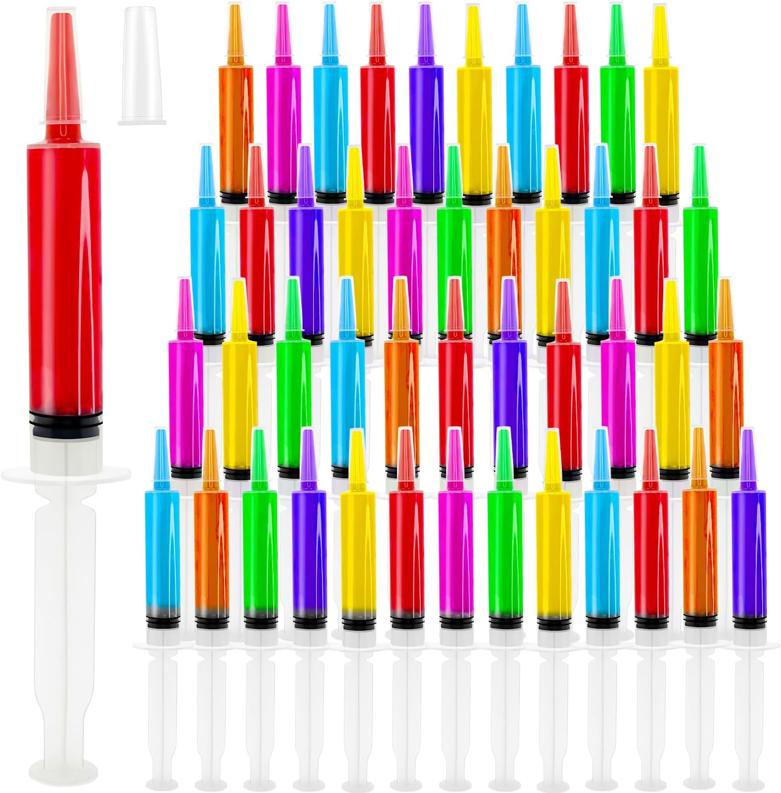 Hifunwu 100 Pack Party Jello Shot Syringes Plastic Syringe Shots 20ml Syringes for Jello Shots, Reusable Drink Syringes for Halloween, Christmas, Thanksgiving Party Favors Supplies