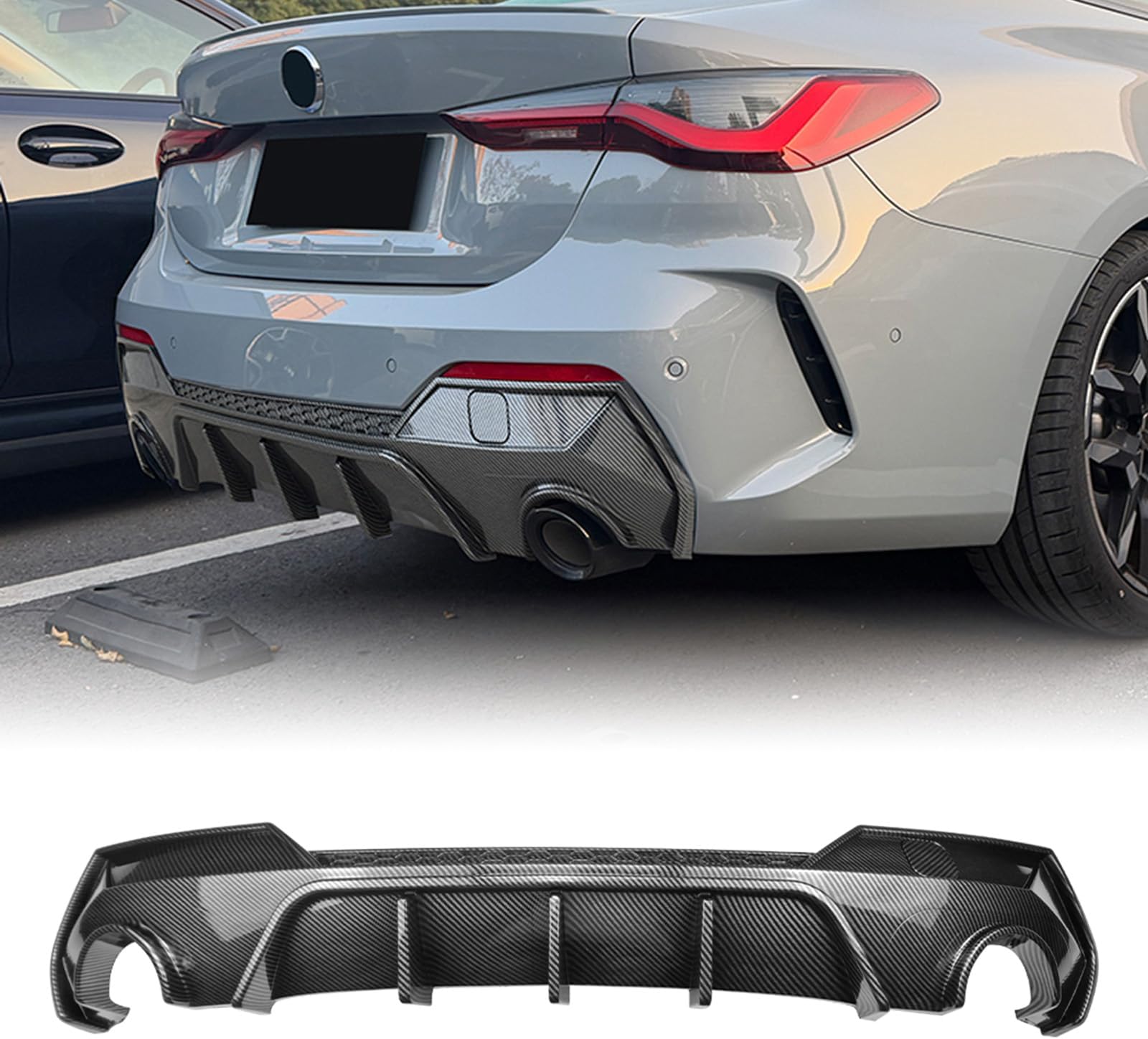 Rear Bumper Diffuser Lip Kit Single Out Double Side for BMW 4 Series G22 G23 M Sport 2020-2024