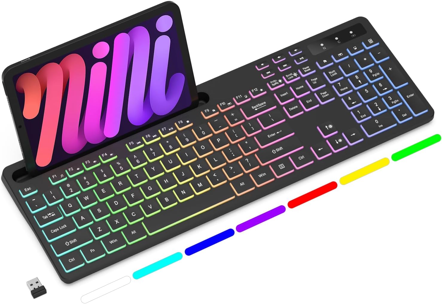 Wireless Keyboard with 7-Color RGB Backlit