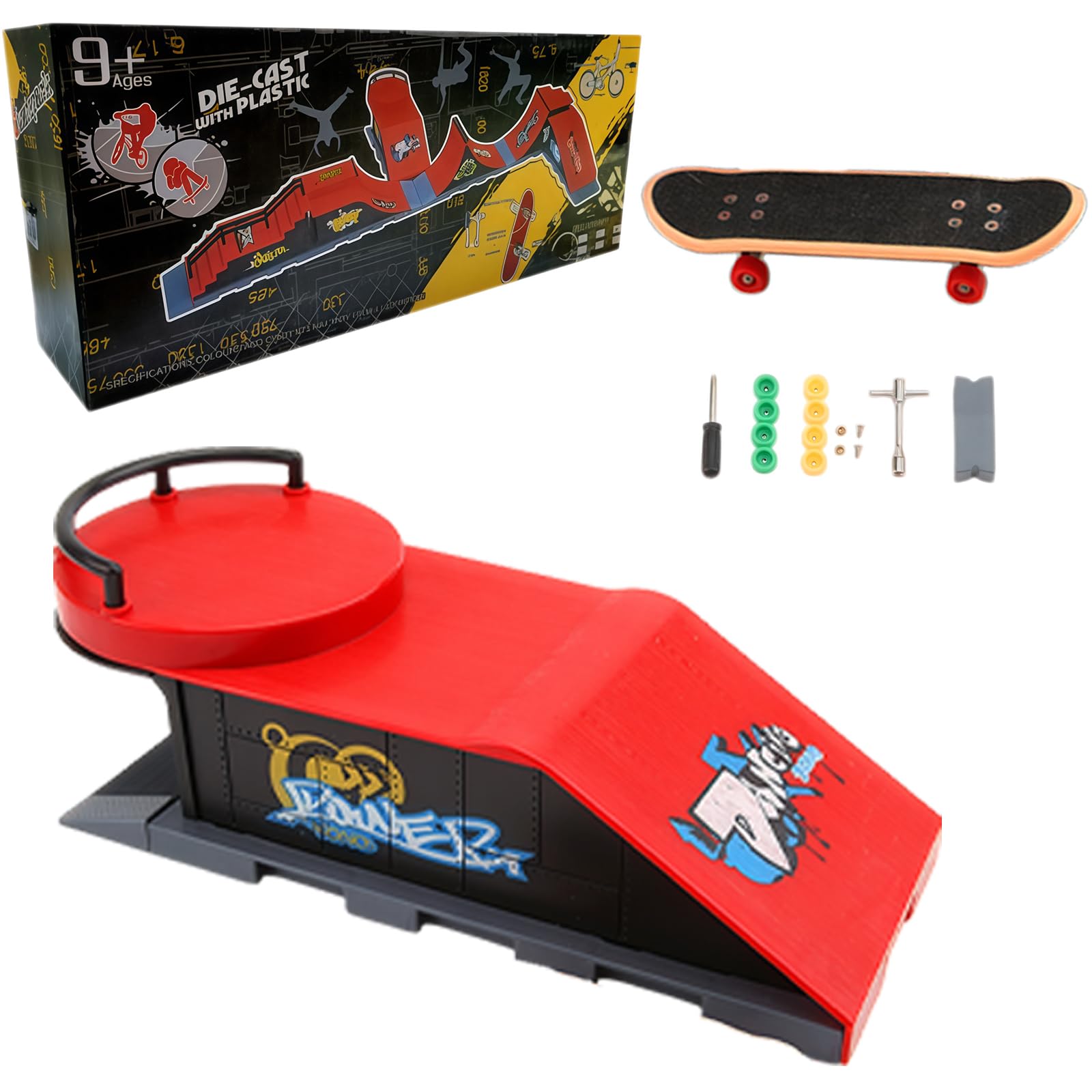 LUMIREX Complete Finger Skateboard Ramps Sets, Mini Finger Skateboards with Ramp, ABS Plastic Toy Kit for Tricks and Stunts, Portable Desk Toy for Office and Home, for Kids Adults Boys Girls Ages 6+