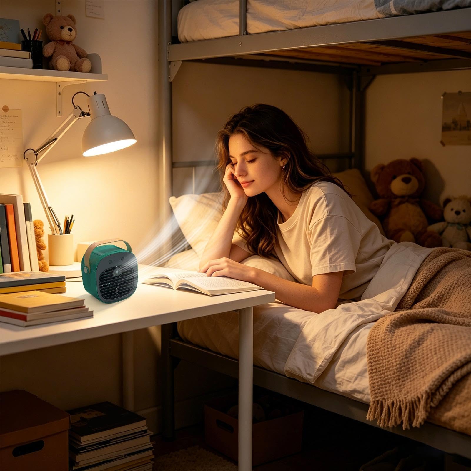 Ventilatore da Scrivania Personale USB Ricaricabile Silenzioso 3 Velocità | Ventilatore da Tavolo con Nebulizzazione d'Acqua Per Camera Soggiorno Ufficio Campeggio Viaggio