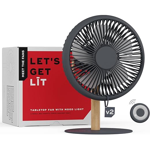 NUUK LIT v2 Cordless & Rechargeable 7 Inch Table Fan with Night Light & Remote Control | Auto Oscillation with 4 Wind Modes | BLDC Fan with Up To 17 Hour Run Time | Portable Table Fan for Home, Office