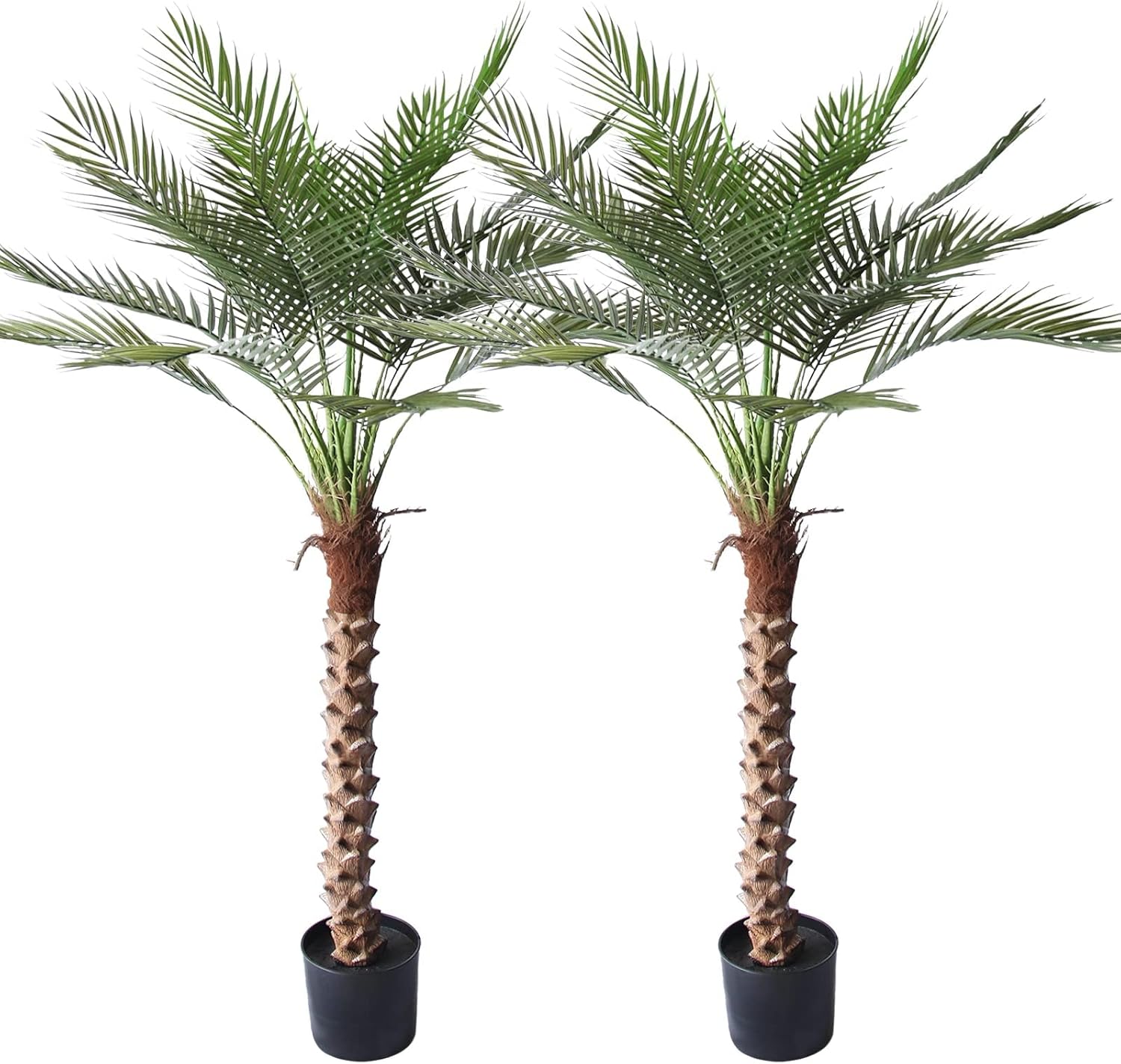 Artificial Palm Tree 5FT Large Fake Sago Palm Plant with 18 Trunks Perfect Tall Faux Tree in Pot for Indoor Outdoor House Home Office Garden Modern Decor Housewarming Gift (2Pack) 2 5.01FT