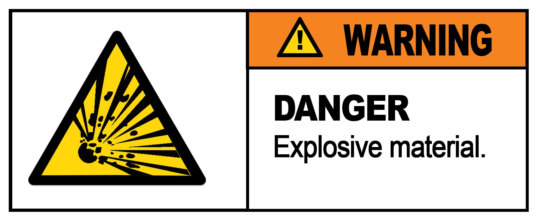 Party Decor 2 X Warning - Danger Explosive Material - Warning Sign Removable Self Adhesive Waterproof Durable Vinyl Label Sticker 225Mm X 106Mm