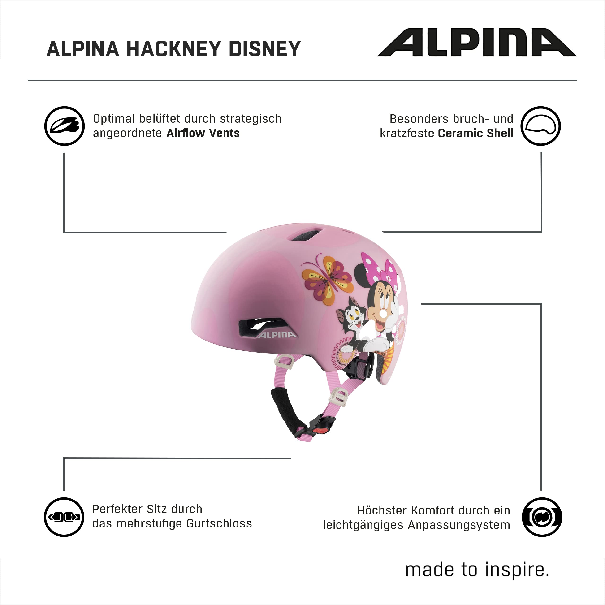 ALPINA Hackney - Leichter, Bruchfester & Optimal Klimatisierter Fahrradhelm für Kinder, Mit Nachrüstbarem LED für Gute Sichtbarkeit