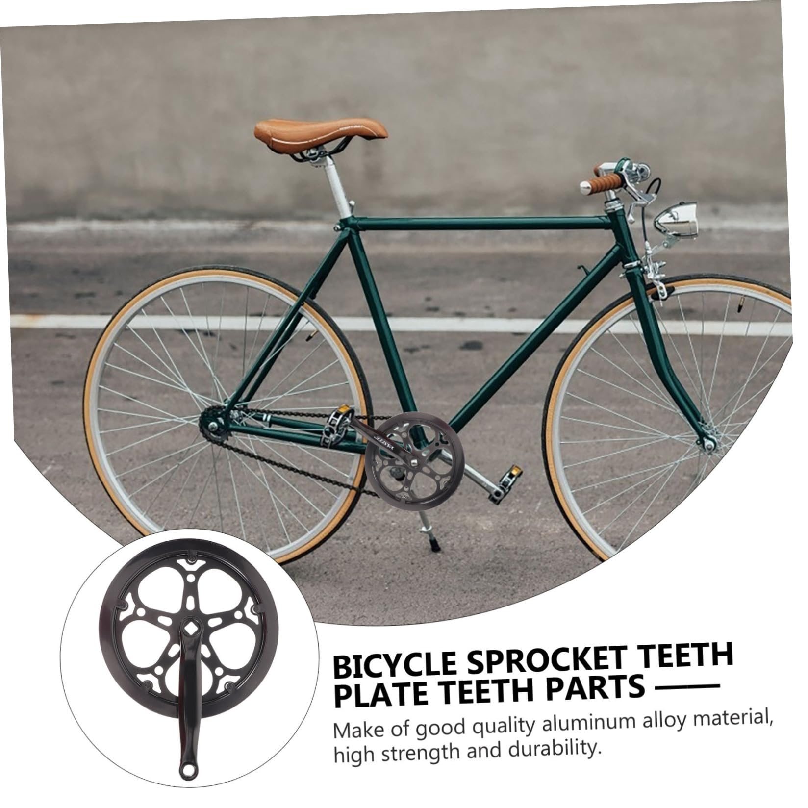 Alasum Guarnitura Singola per Bici Catena 52t in Ferro, Resistente all'Usura, Braccio Pedivella 170mm, Facile da Installare, Accessorio per Biciclette Nere