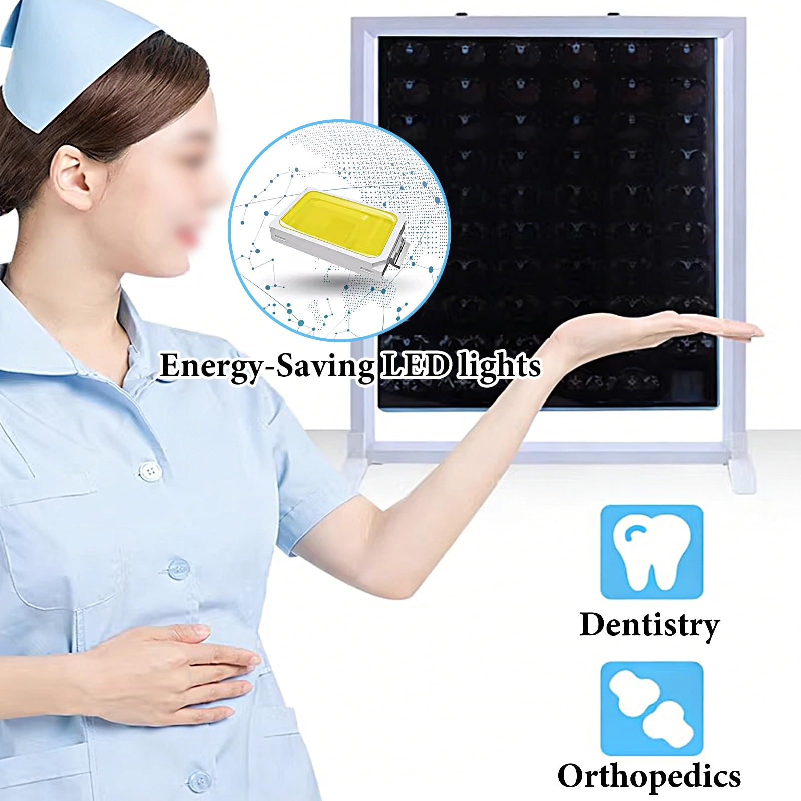 Lampada a LED per Pellicole Radiografiche Visore per Pellicole per Apparecchiature Mediche Telaio in Alluminio e Pannello in Acrilico per Cliniche e Ospedali(41x47.5x1.3cm/16.1x18.7x0.5in)