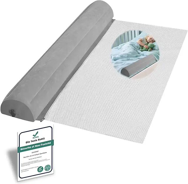 Barrière de Lit Enfant Gonflable Pliable - Sécurité Voyage Antidérapant