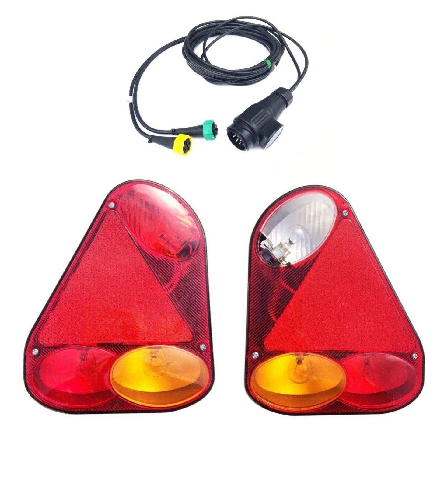 2 luces traseras 12/24 V para camiones y coches, con bombillas de bayoneta de 9 m, 13 polos, arnés de cables