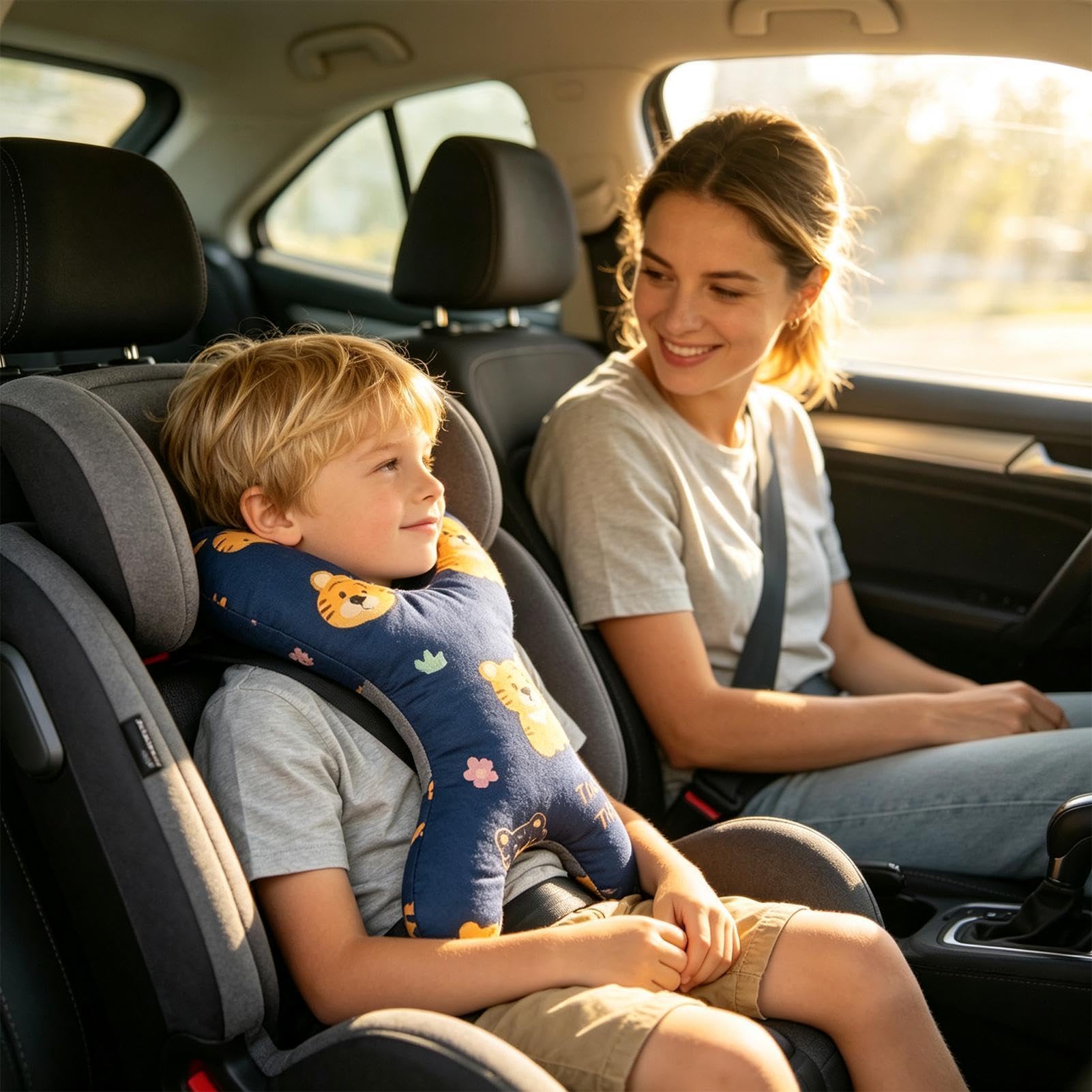 Cojín para asiento de coche para niños, cojín de viaje en forma de H con