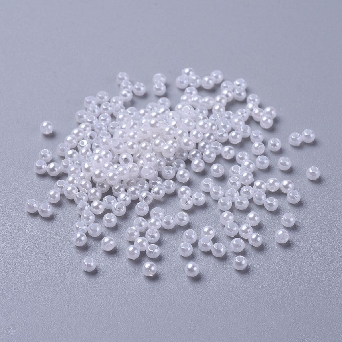 500 Perles Nacrées Blanches Acrylique - Diamètre 3 Mm - Rondes - Créations DIY