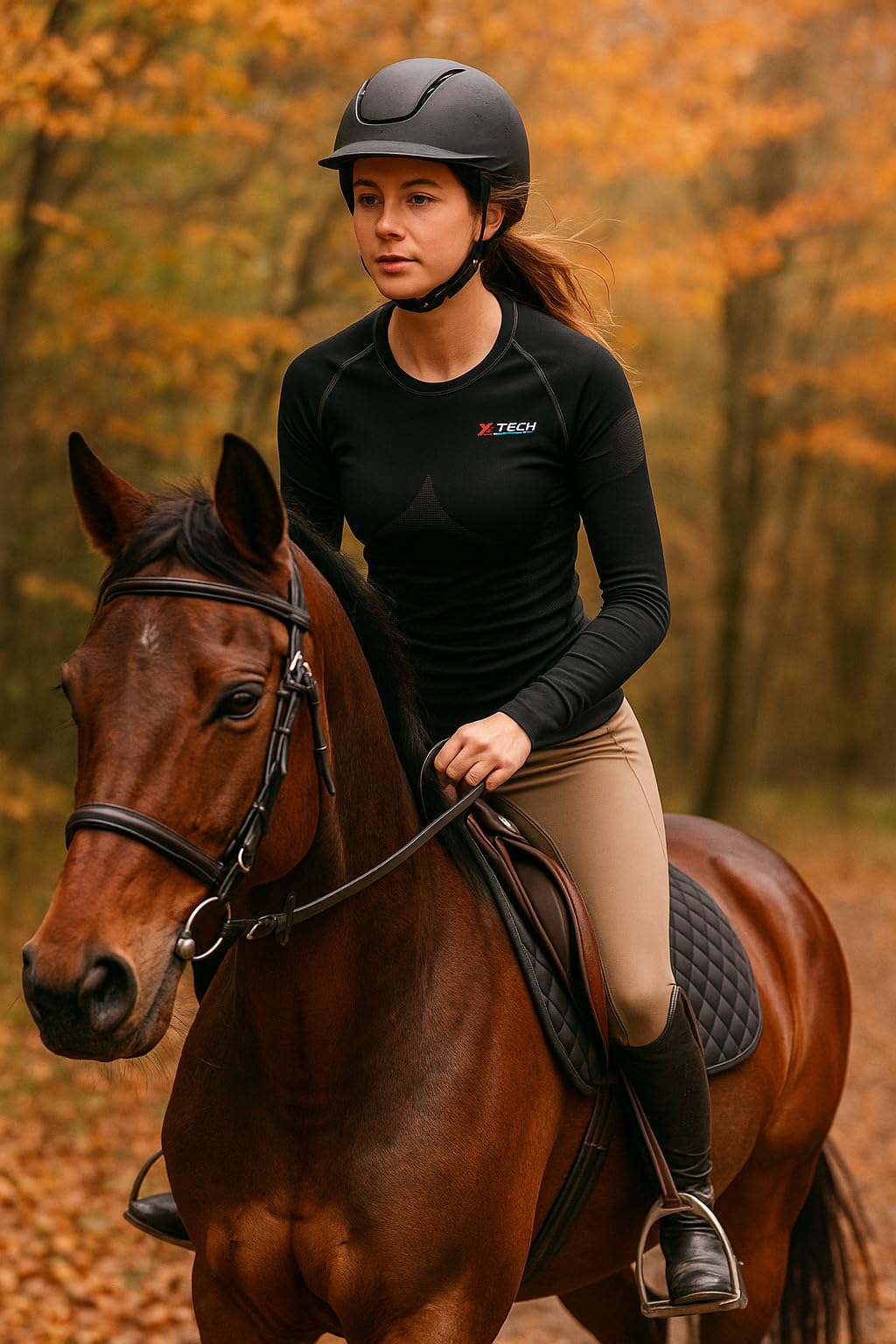 Generico Maglia Termica Donna Tecnica Nera Intima Maniche Lunghe Sportiva per Sci Moto Outdoor Lavoro Antivento Invernale Girocollo X-Dry Traspirante XTECH Made in Italy