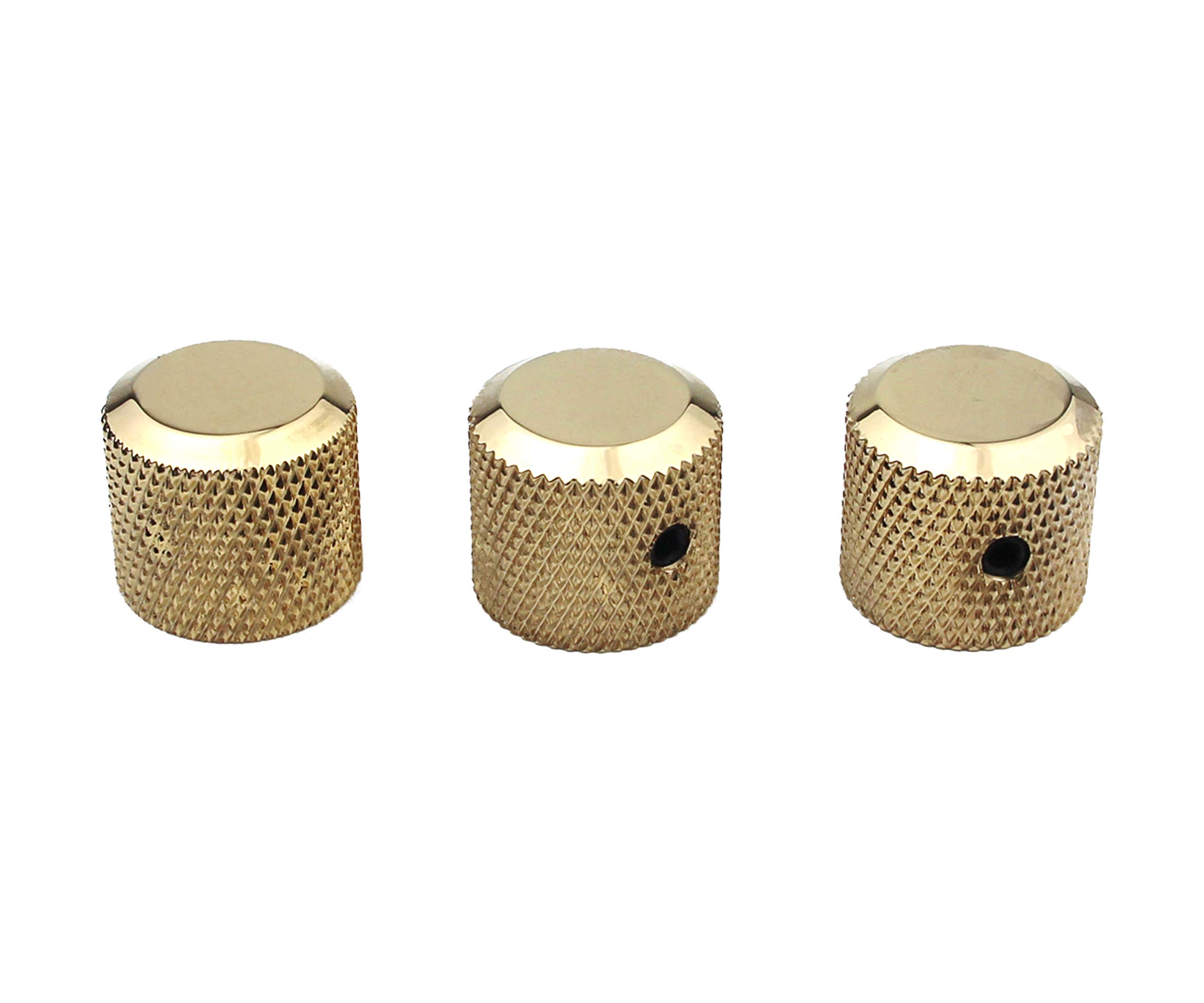 guyker3Pcs Brass Potentiometer Control Knobs with 6mm(0.24”) Dia. Shaft Pot - High Grade Knurled Volume Tuning Audio Knob Replacement for Electric Guitar or Precision Bass - CNC Machined(Golden)