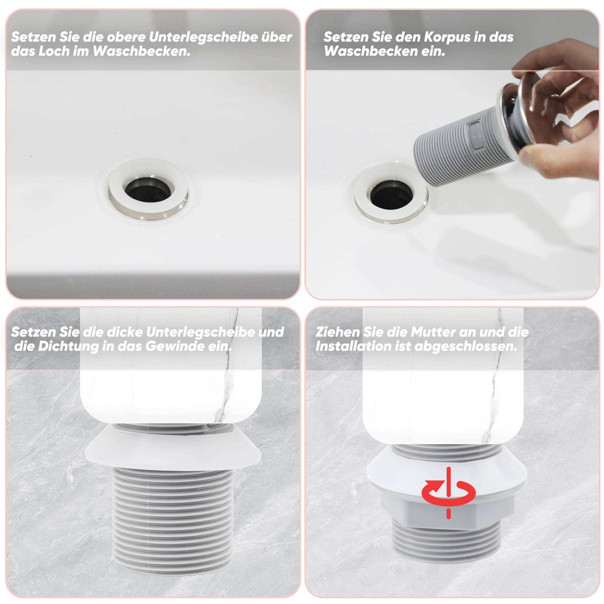 Lot De 2 Garnitures De Vidage Pop-up Chromées Pour Lavabo/baignoire - Dwcx - Neuf