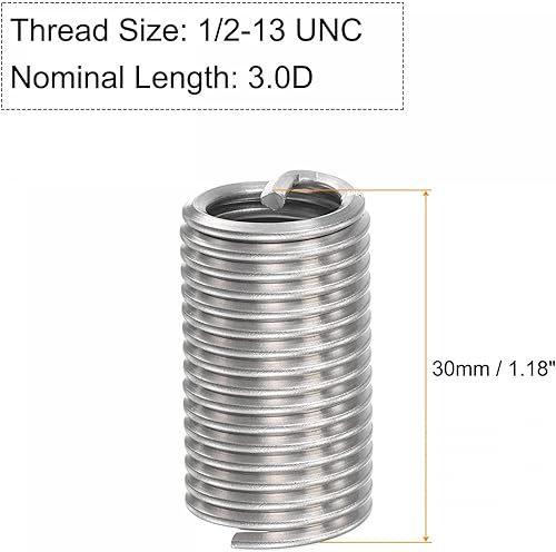Miniatura 7 de uxcell Insertos de rosca de alambre 14-20 UNC 3.0D 304 de acero inoxidable, tipo helicoidal, tornillo de reparación, manguito roscado, funda de