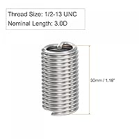 Vista 2 de uxcell 10 piezas de insertos de rosca de alambre 1/2-13 UNC 3D (1-1/2 ") 304 de acero inoxidable helicoidal tipo helicoidal kit de reparación
