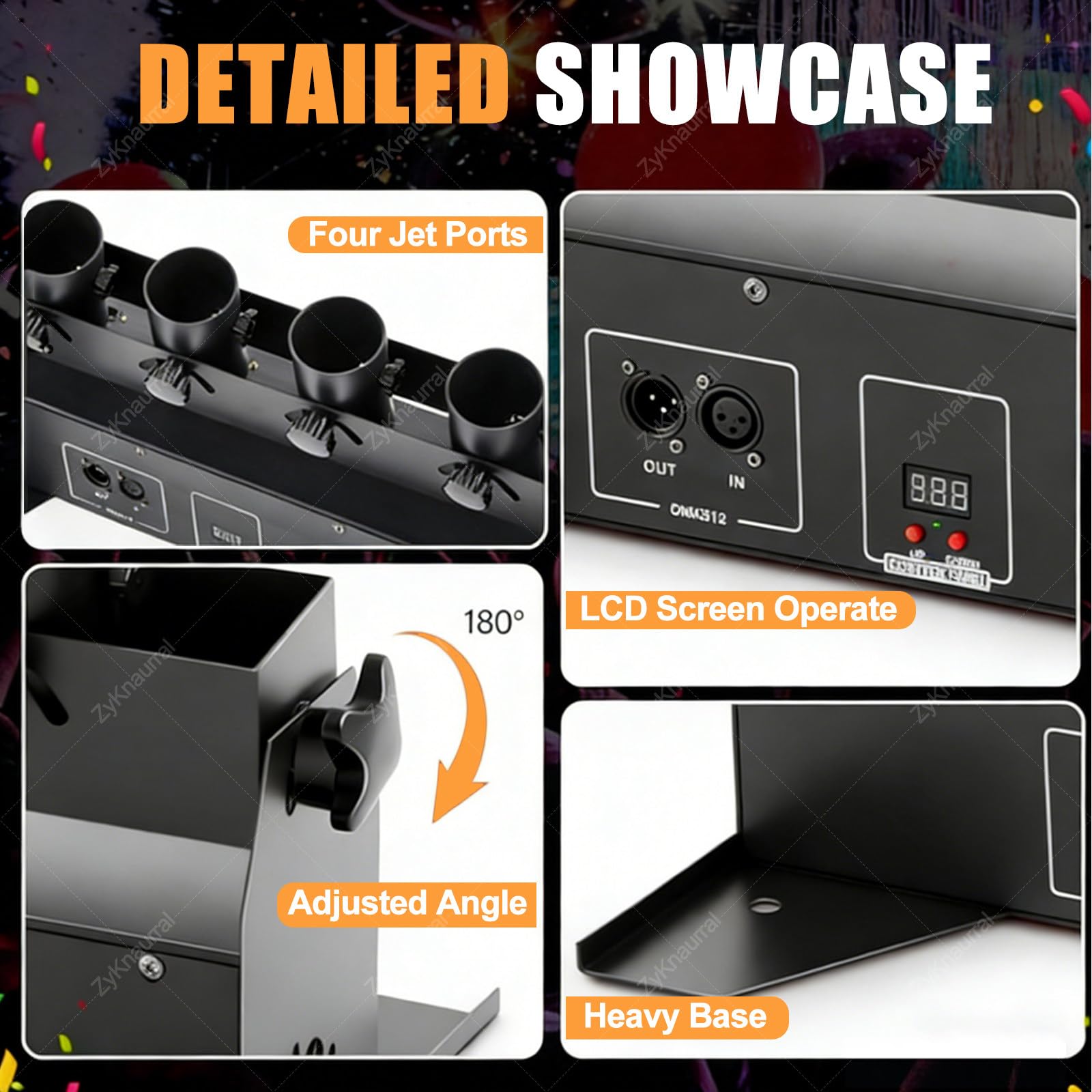 Macchina Lancia Coriandoli - Macchina per Effetti Coriandoli a 4 Teste, Macchina Elettrica per Cannone Coriandoli Con Dmx512 E Telecomando per Matrimoni, Spettacoli in Discoteca, Club, Palco