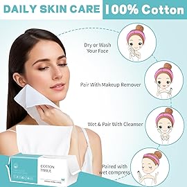 Disposable Face Towel 600 Count, Soft Cotton Facial Dry Wipes, Multi-Purpose for Skin Care, Makeup Remover, Face Wipes and Facial Cleansing