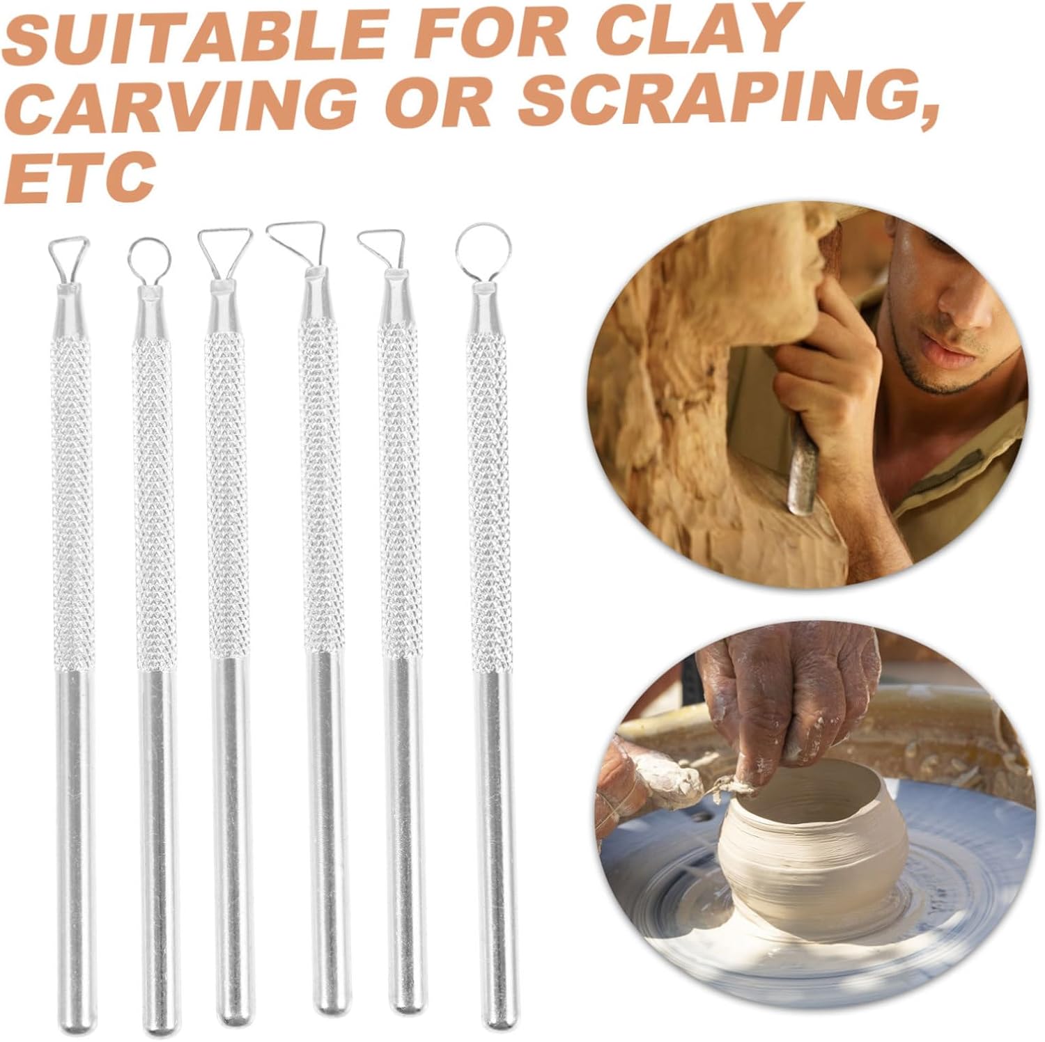 STOBOK 2sets Pottery Tools Molding Tool Sculpting Tools Sculpture Tool Shaping Tool Carving Tool Model Clay Modeling Tools Pottery Handle Making Tool Ceramics Tools Art Tools 6pcs*2