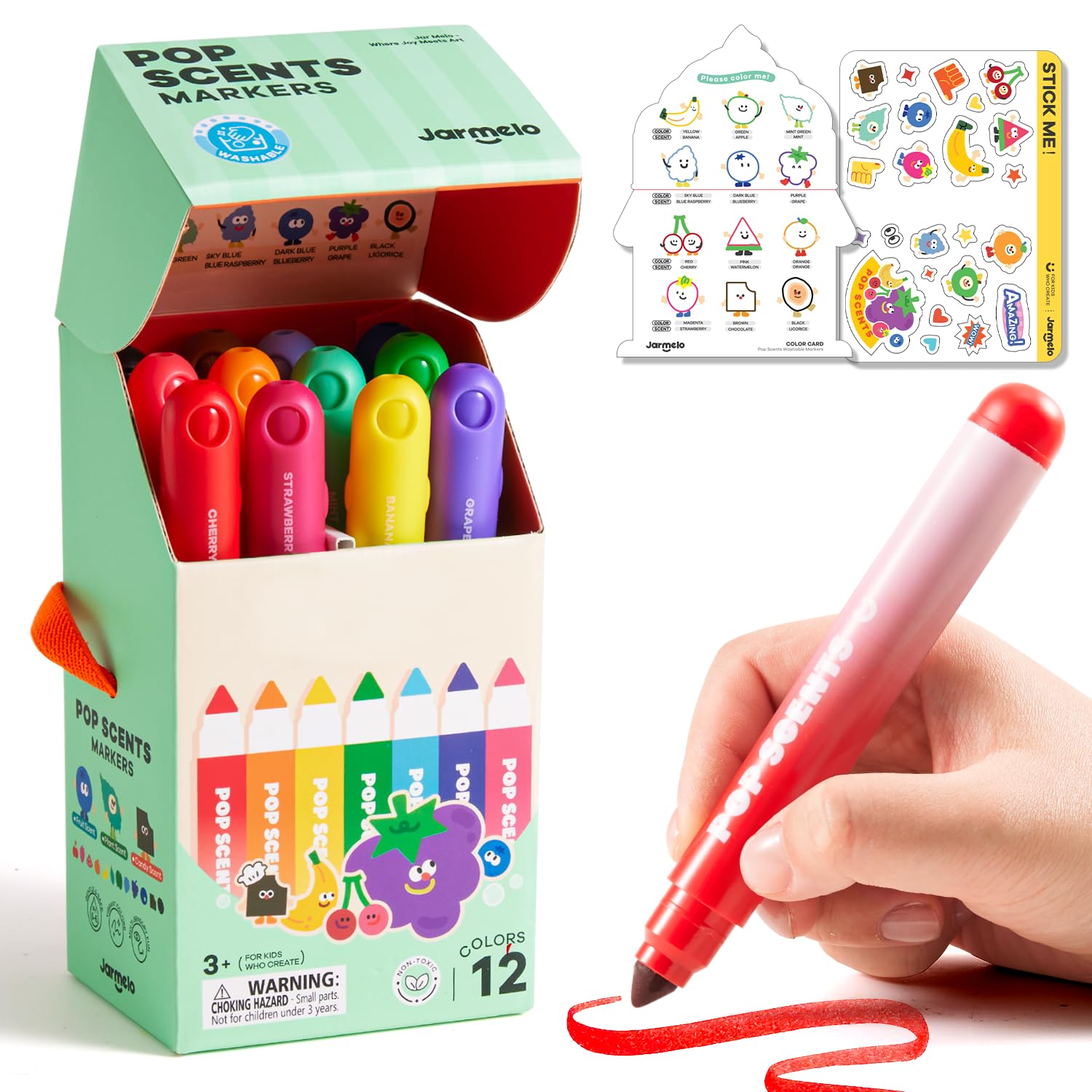 Jar Melo Scented Washable Markers for Kids Ages 4-8, Coloring Markers for Toddlers 2-4, Safe and Non-toxic Water-Based Paint Drawing Kit with Storage