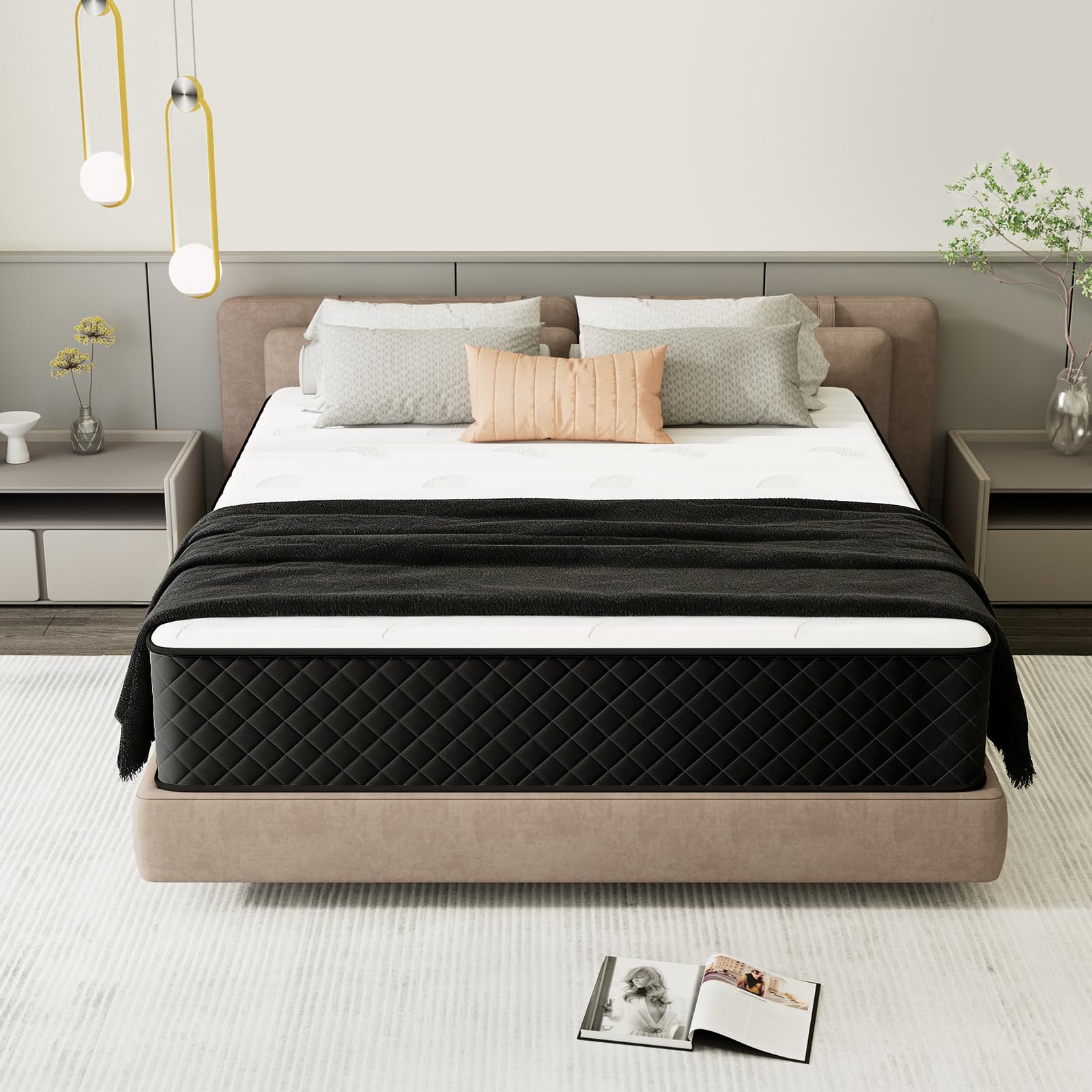 Swbvs Queen Mattress, 12 inch Queen Size Mattress, Memory Foam & Individual Pocket Springs, Medium Firm Quen Mattress in a Box, Pressure Relief, CertiPUR-US Certified