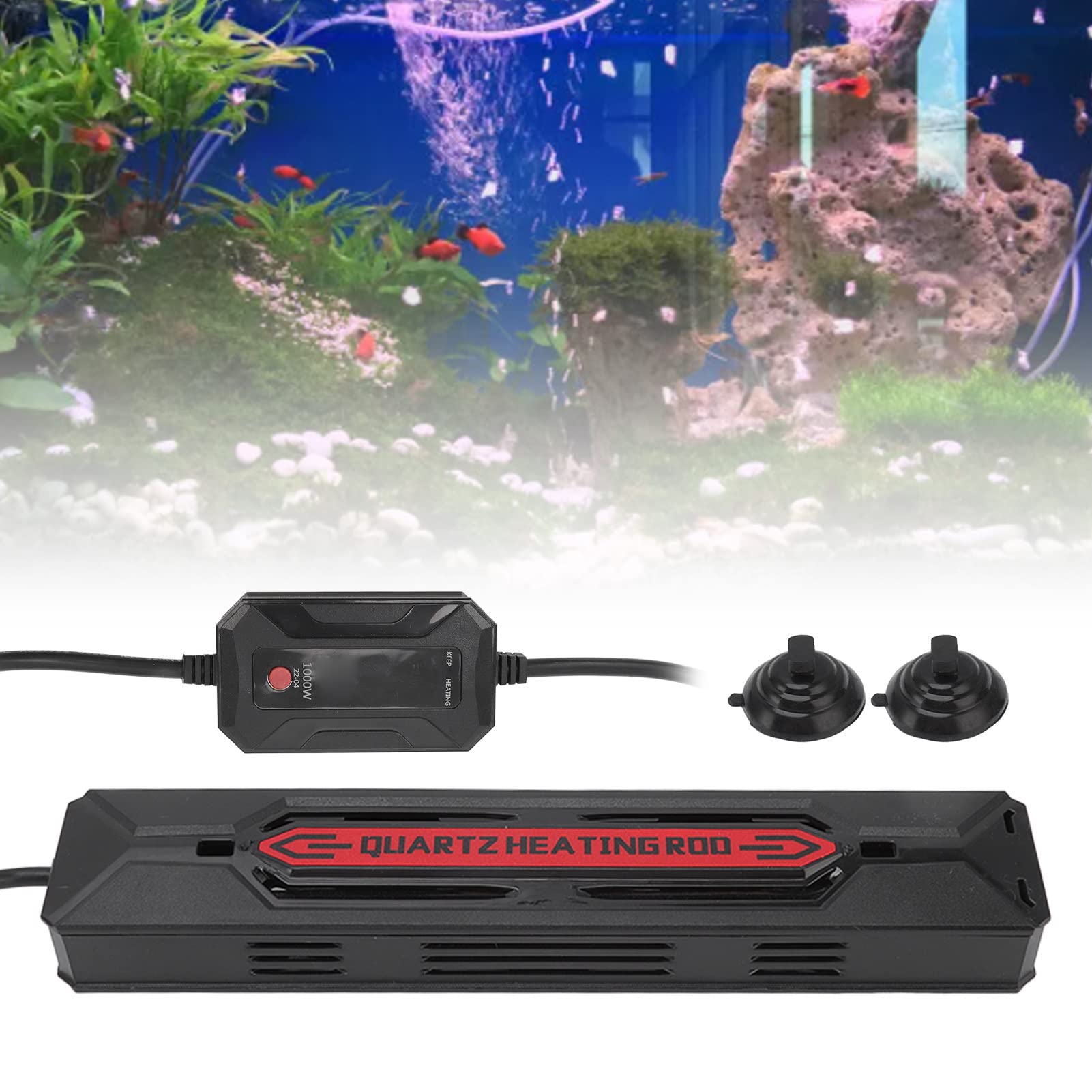 Rengue Calentador de Acuario, Calefacción Estable con Controlador de Pantalla LED para Pecera de Menos de 600 L, Protección de Seguridad de Ahorro de Energía con Tubo de Cuarzo (Enchufe Europeo 220V)