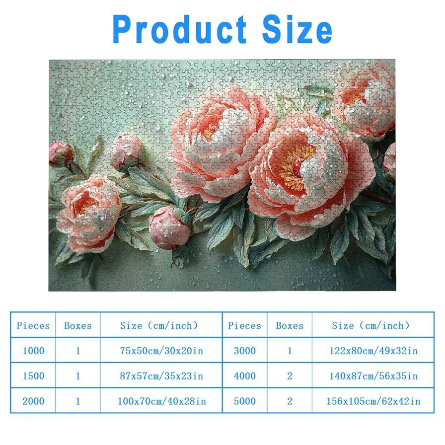 Puzzle 5000 Pezzi, Puzzle Fiore per Adulti, Peonia Puzzles in Legno con Squisita Scatola di Imballaggio, Puzzles in Legno Impegnativi per Famiglie, per Decorazioni Casa, Regalo Donna/Uomo, -5056