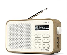 DAB DAB+ FM Digital Radio, Portable, Dual Alarm, Battery & Mains, AUX, Headphone, 60 Presets, Sleep timer (AZATOM Desire X...