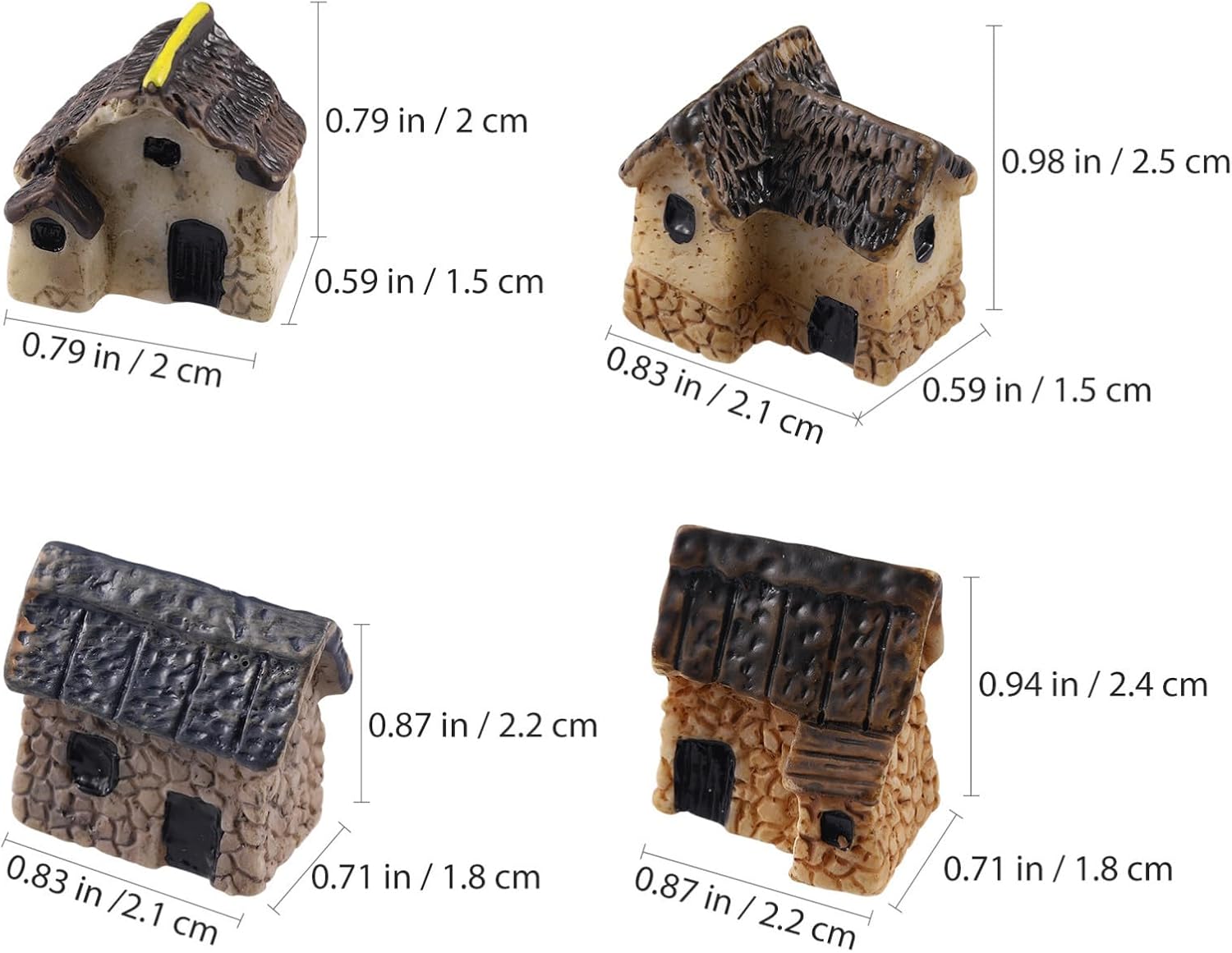 4pcs Fairy Garden House Miniature - Resin Mini Village Houses Figurines for Fairy Garden Miniatures Accessories Bonsai Terrarium Patio Micro Landscape Decor (Style)