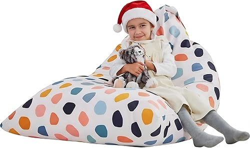 Nobildonna Funda para puf de almacenamiento de animales de peluche para niños y adolescentes (sin relleno) 250 L, lavable, funda grande para puf