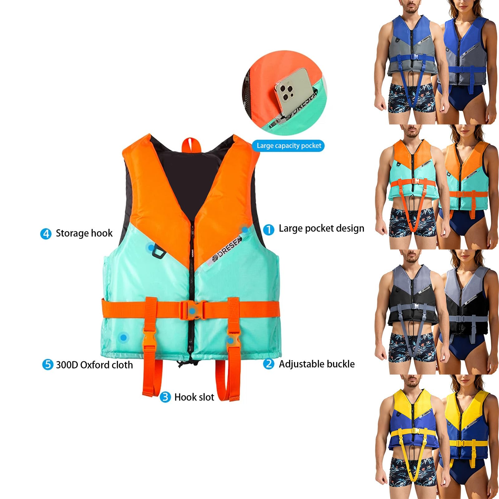 Schwimnweste Unisex Hohe Auftriebskraft Leicht mit Offenem Design Verstellbare Auftriebsweste für Erwachsene für Kajak Boot Schnorcheln Wassersportarten Sicherheit im Wasser