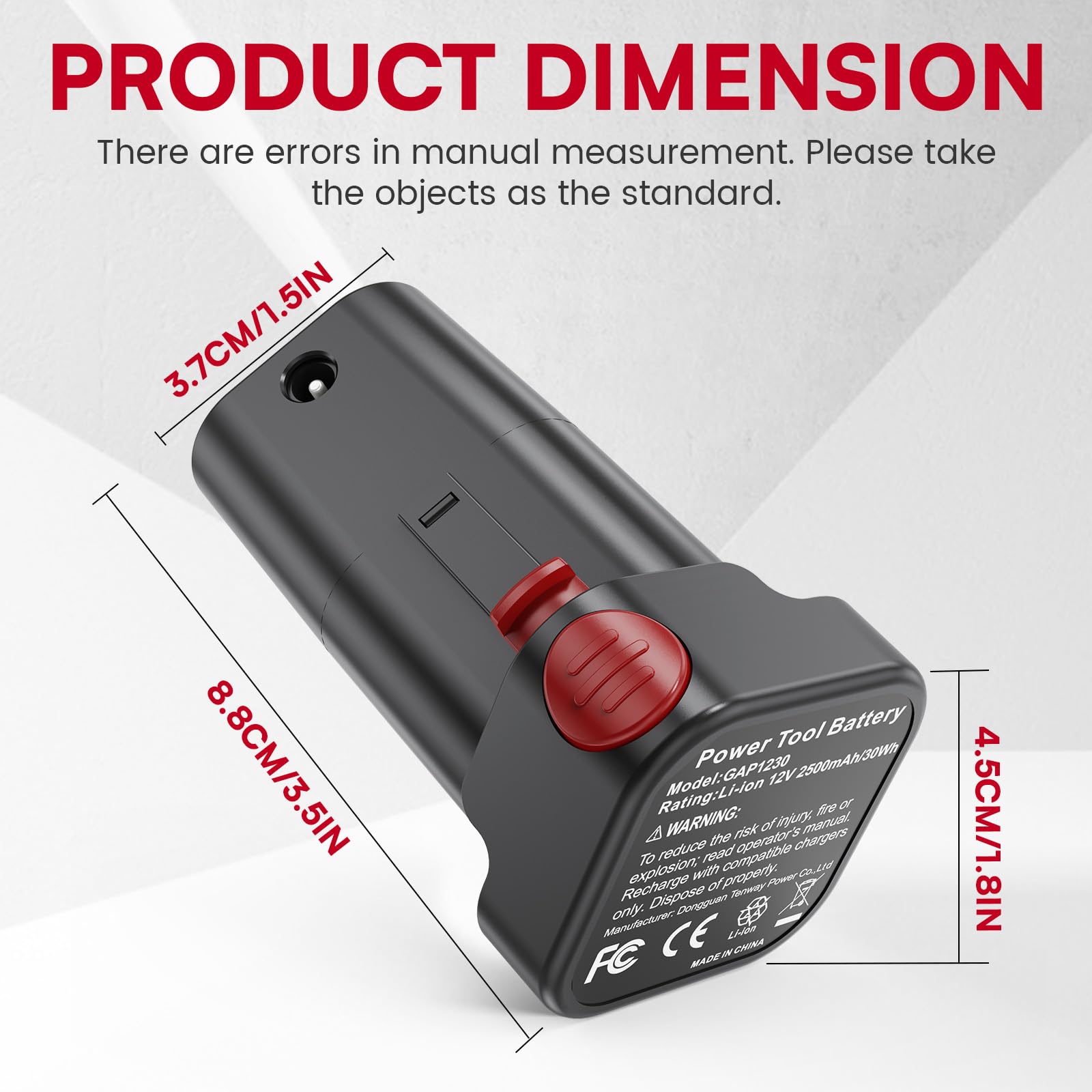 ASUNCELL GAP1230 - Batteria di ricambio agli ioni di litio da 2500 mAh, 12 V, per Güde, batteria di ricambio RFP 12-201-04
