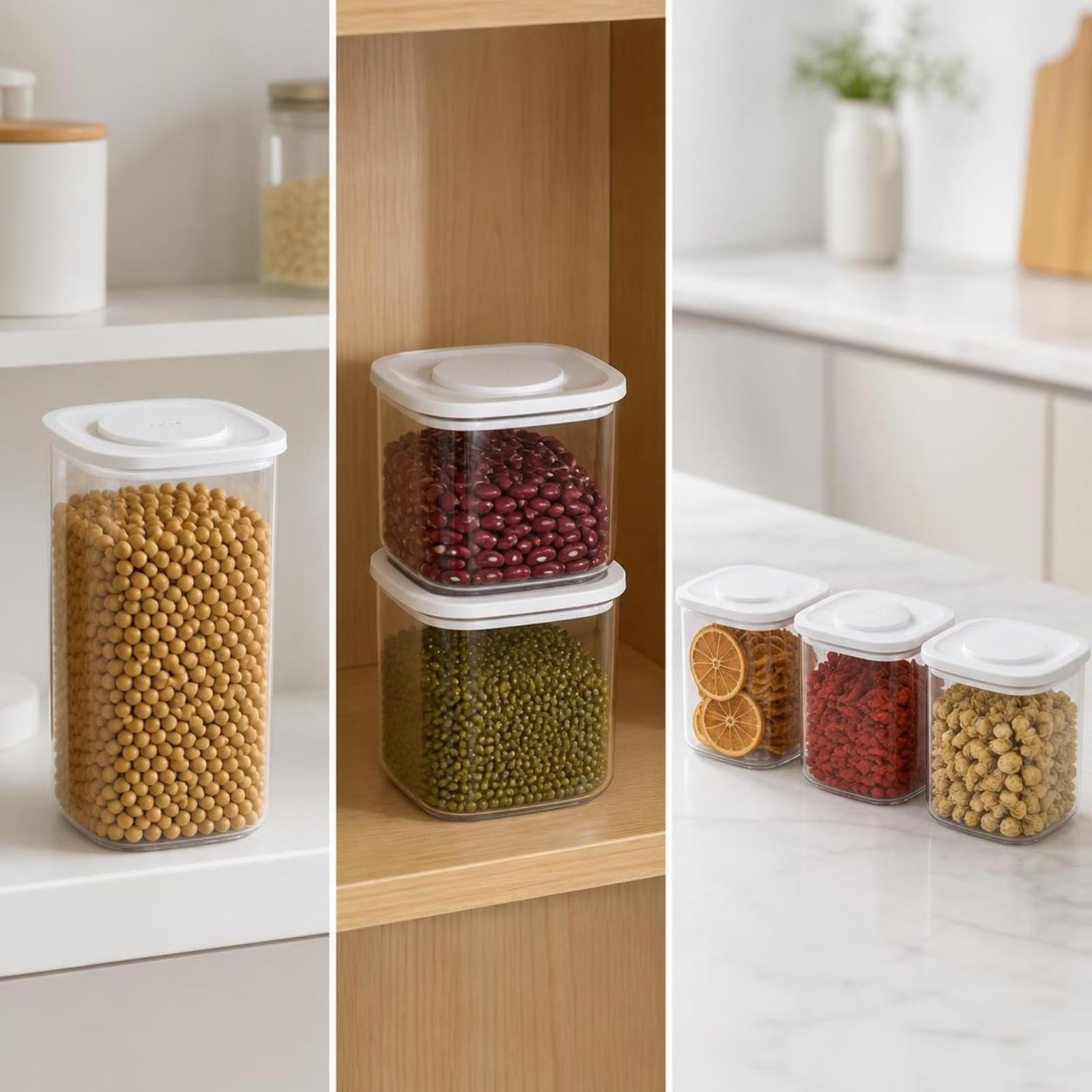 Yajuyi 6 Pezzi Contenitore con Coperchio | Impilabile, Contenitore Salvafreschezza con Coperchio Bianco, Resistente, per
