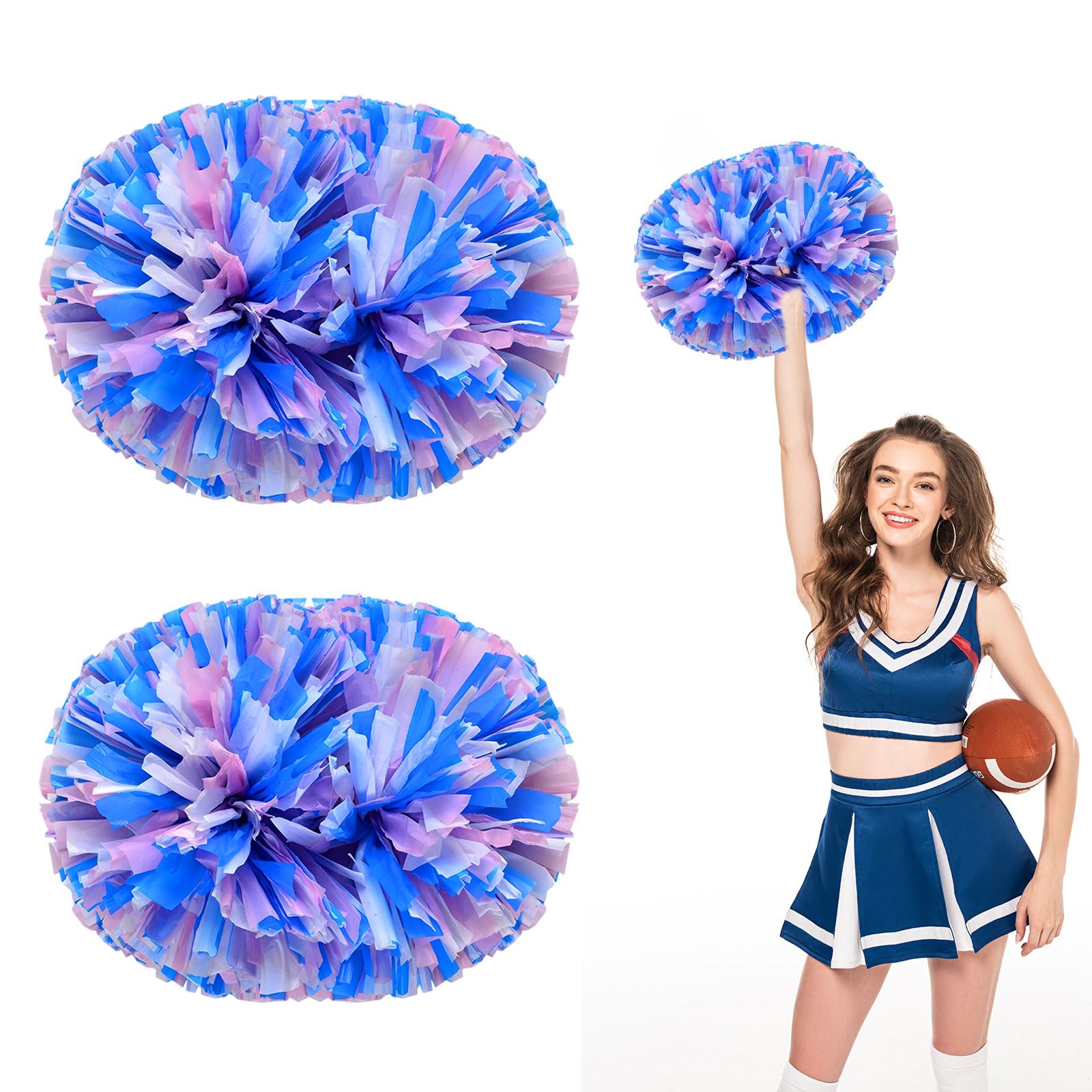 Cheer Pompony z uchwytem, ręczne pompony drużyny cheerleaderek, do drużyny sportowej, gry ducha, na imprezę taneczną, dla dorosłych, białe, niebieskie, różowe, 26 szt