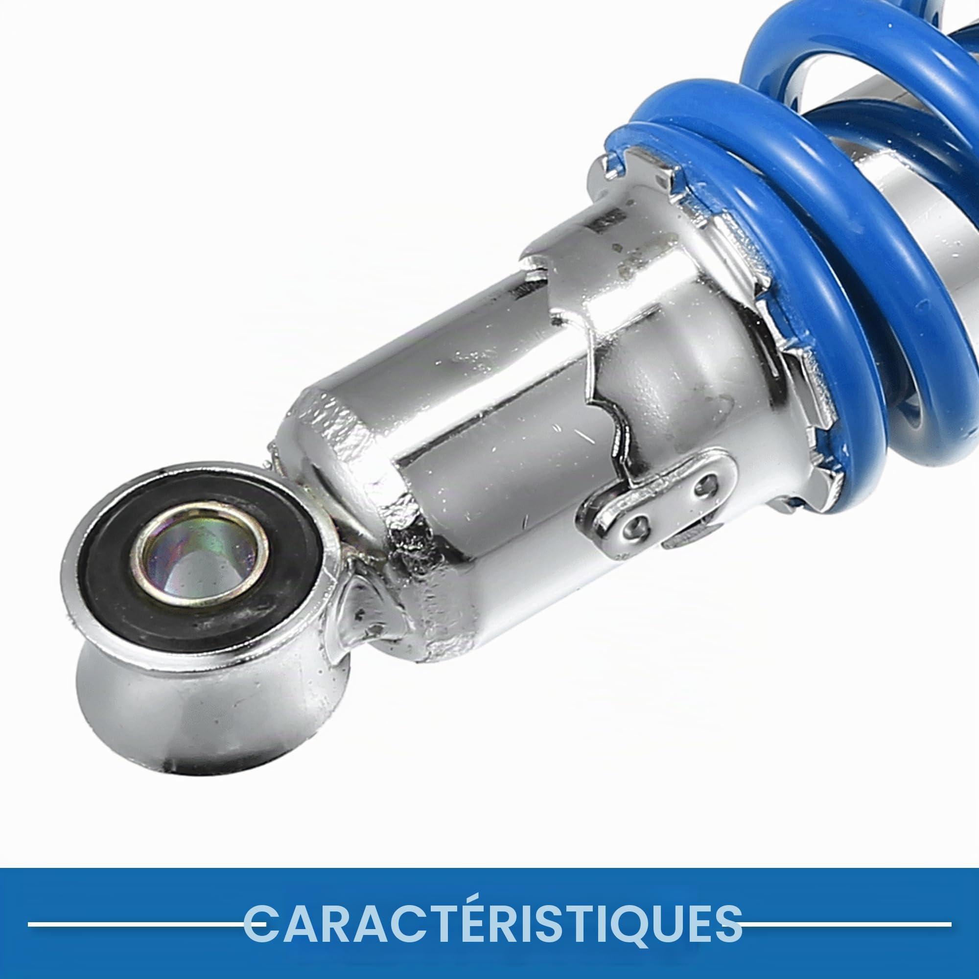 A ABSOPRO Amortisseurs Arrière De Moto Résistants Et Réglables, 1 Paire | Bleu, Métal, Pour Moto/Quad/Cyclomoteur/Tout-Terrain/Course, 50-125cc, 544kg, Œil À Œil
