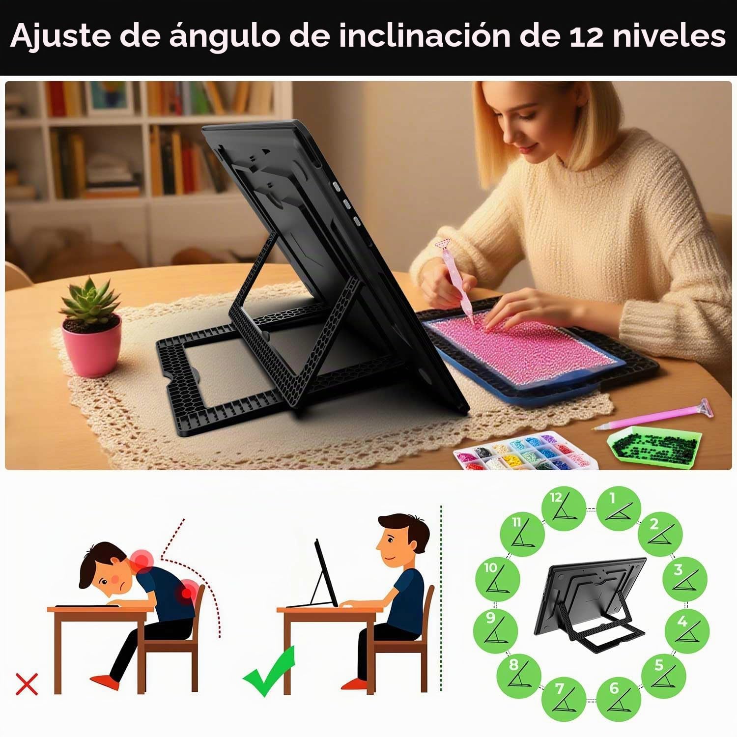 Zocelight Tablero de luz recargable A3 con bolsa y soporte, caja de luz magnética superbrillante para trazar, diseño de botón lateral, almohadilla de luz para pintura de diamantes, bocetos, vinilo de