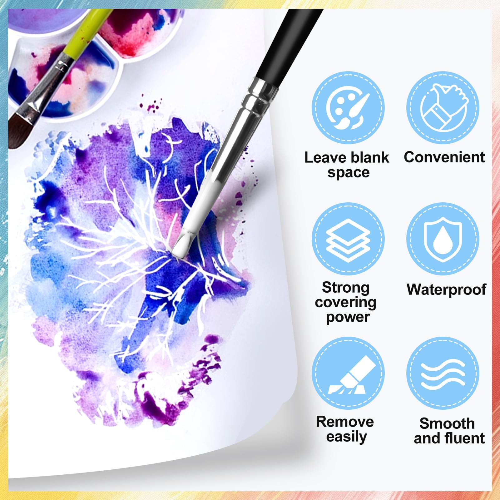 WEILAOK Masking Fluid for Watercolour Painting Liquid Masking Fluid, Masking Fluid Include Masking Fluid Pen - Image 2