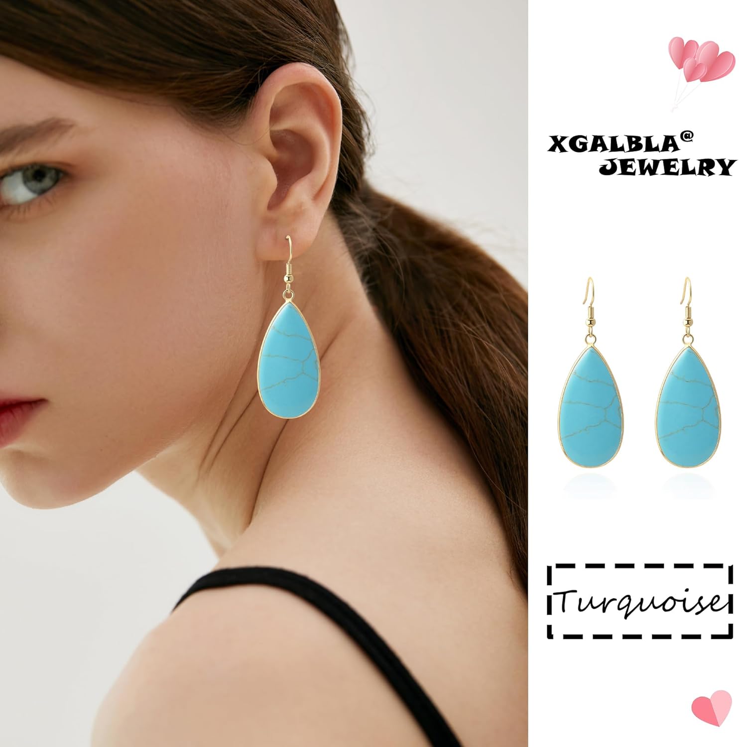 XGALBLA Crystal Healing Stone Earrings Statement Teardrop Dangle Earrings for Women Fashion Colorful Jewelry - Image 5
