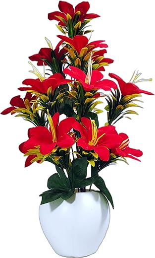 Flora Planet Plastic Artificial Plants For Home Decor & Office Decoration 1 Big Size Artificial Flowers Pot With Vase, Artificial Flowers For…