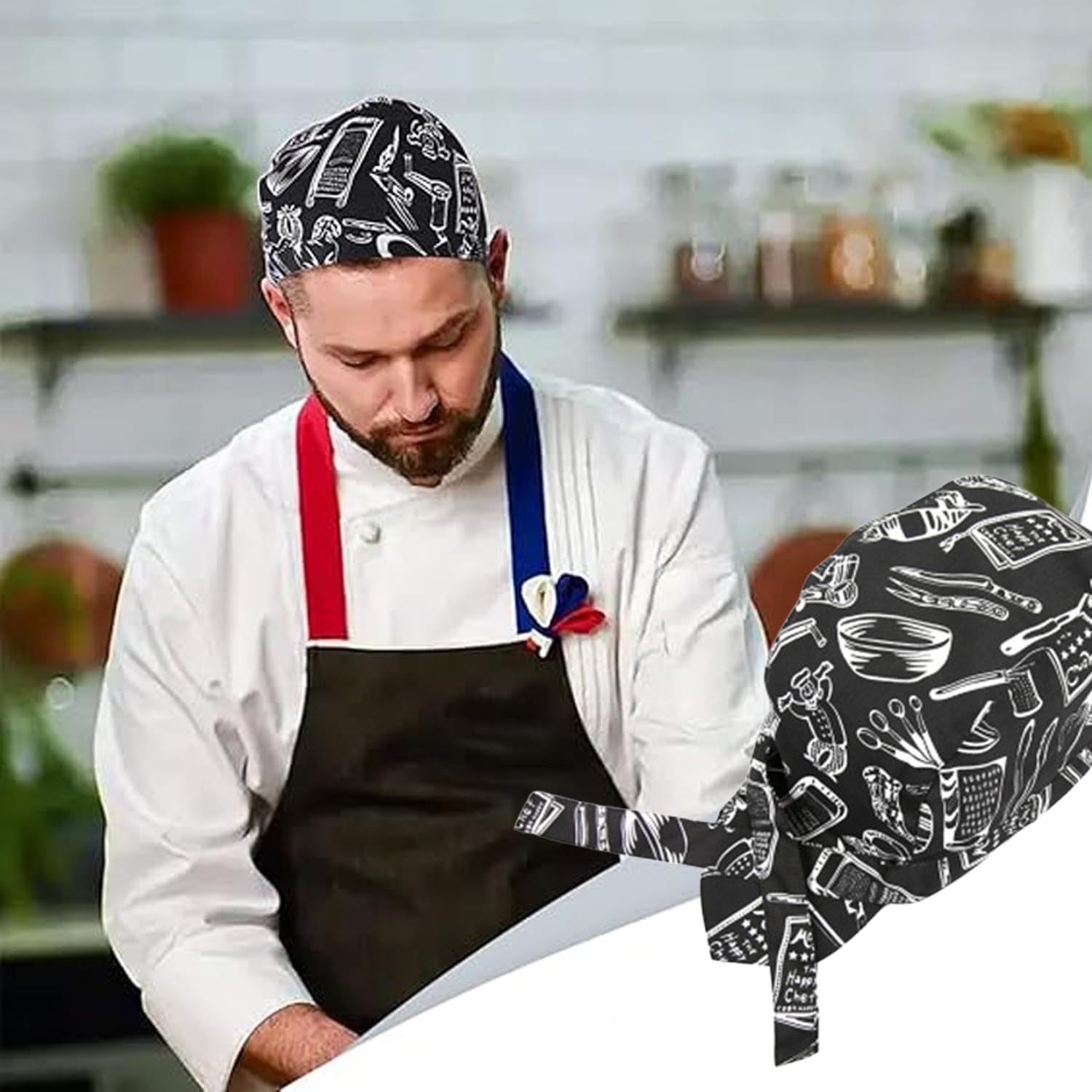 8 Pièces Bonnet De Cuisine En Coton, Homme Femme Chapeau De Chef, Toque De Cuisinier, Chapeau Bandana Unisexe Toque, Toque De Cuisinier Ajustable Pour Cuisine Hôtel Restaurant Barbecue