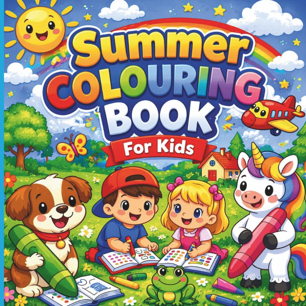 Summer Colouring Book For Kids: Fun colouring summer book with quotes