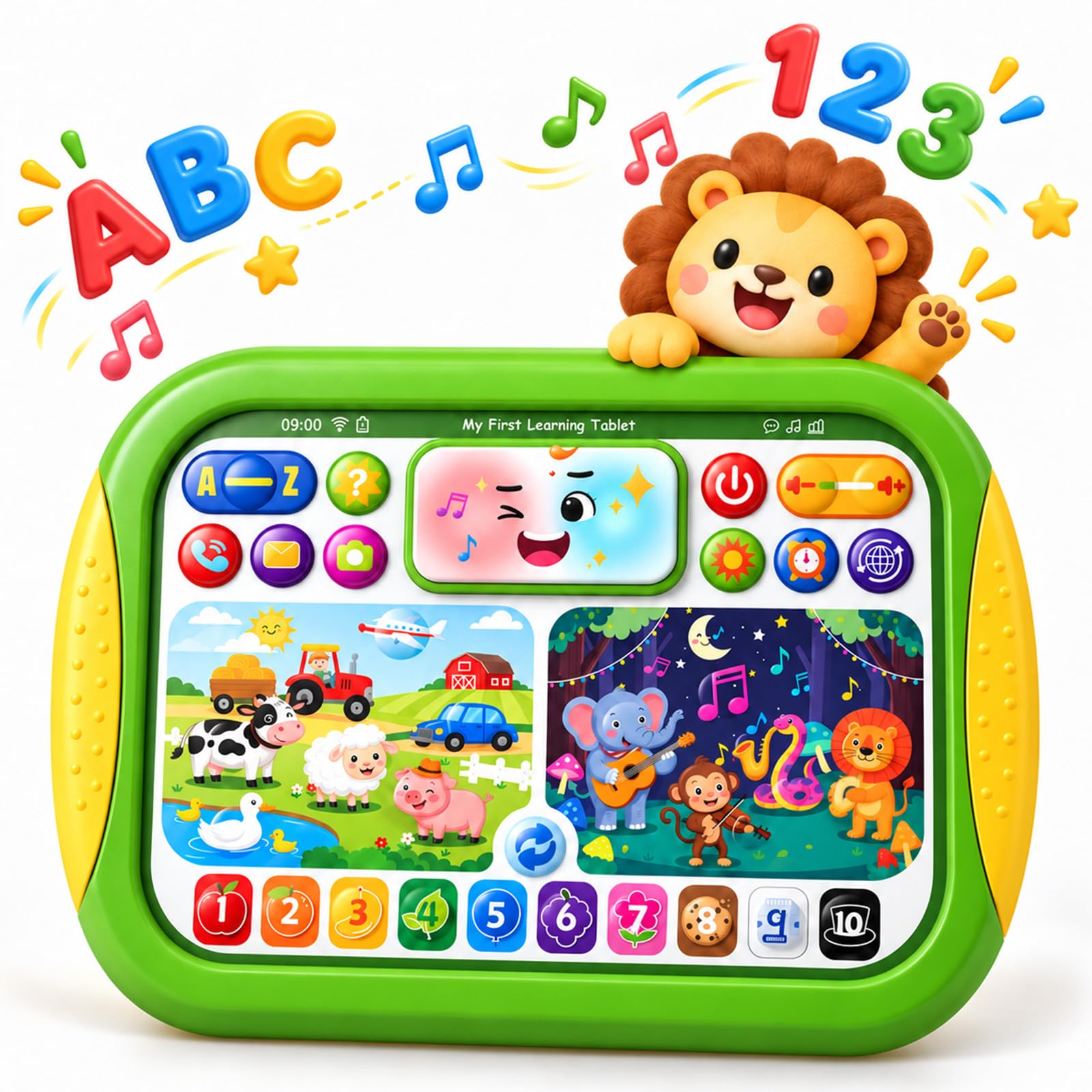 Yeeammk 5-Language Baby Learning Tablet with Easy-Grip Handles, 12M+