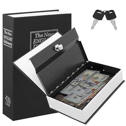 KYODOLED Book Safe with Key Lock, Portable Metal Safe Box,Secret Book Hidden Safe,Dictionary Diversion Book Safe,9.5