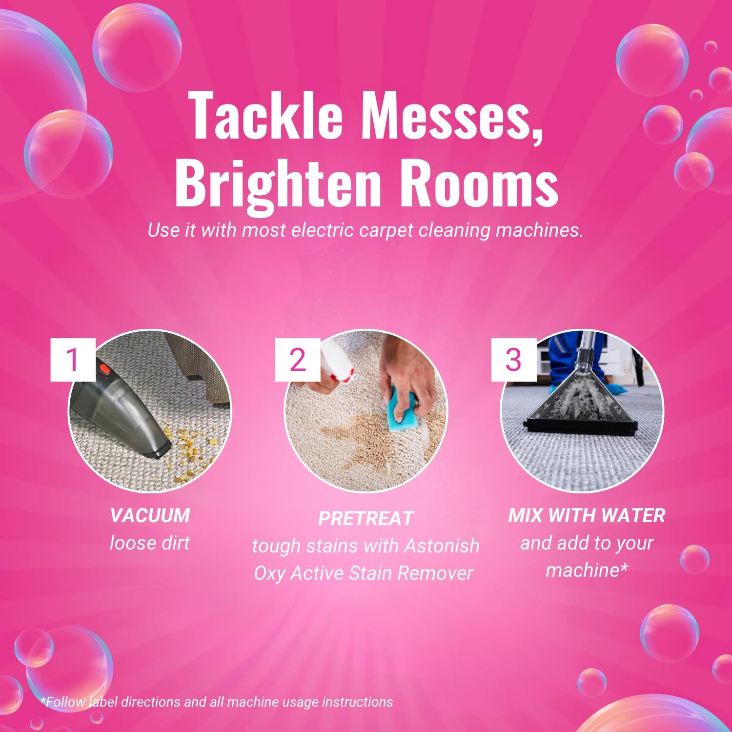 Astonish Specialist Machine Carpet Cleaner 1000ml Solution – Deep Odor Lifting Shampoo for Wool & Synthetic Rugs – Stain Remover Concentrate for Major Cleaning Units, Fresh Scent