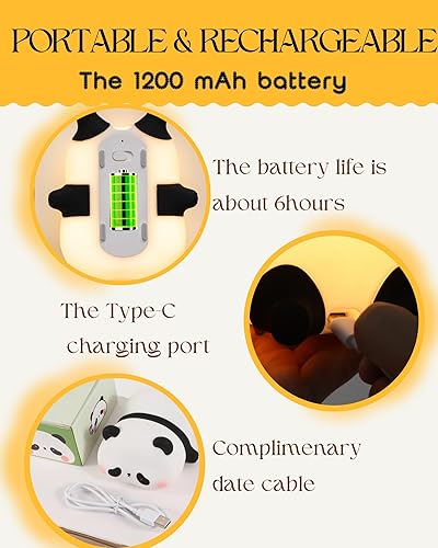 Miniatura 5 de goodenough Luz LED de noche de panda lindo 3 niveles regulable luz nocturna de silicona blanda luz nocturna recargable lámpara táctil para