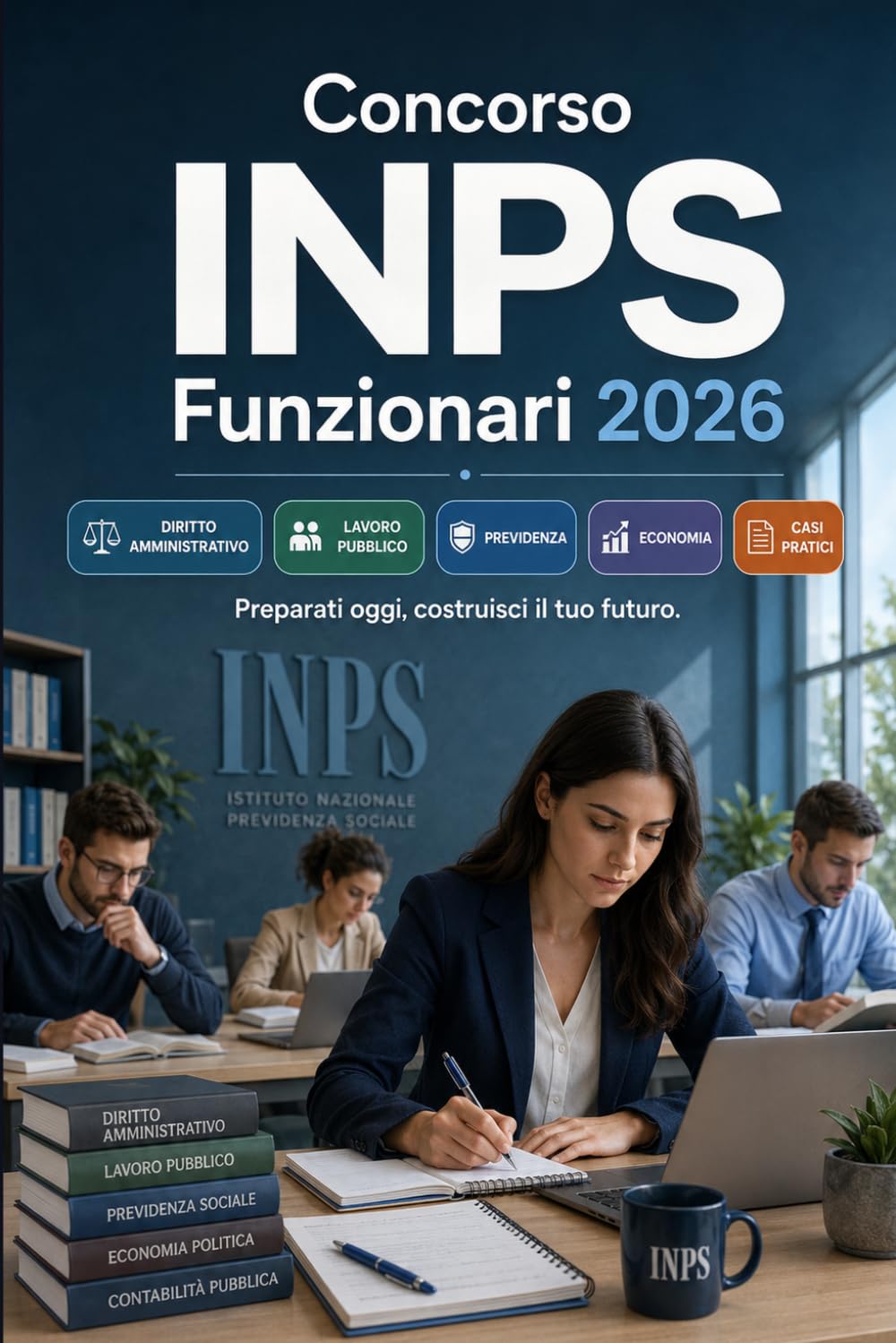 Concorso INPS Funzionari 2026: Diritto amministrativo, lavoro pubblico, previdenza, economia, contabilità, inglese, informatica e casi pratici